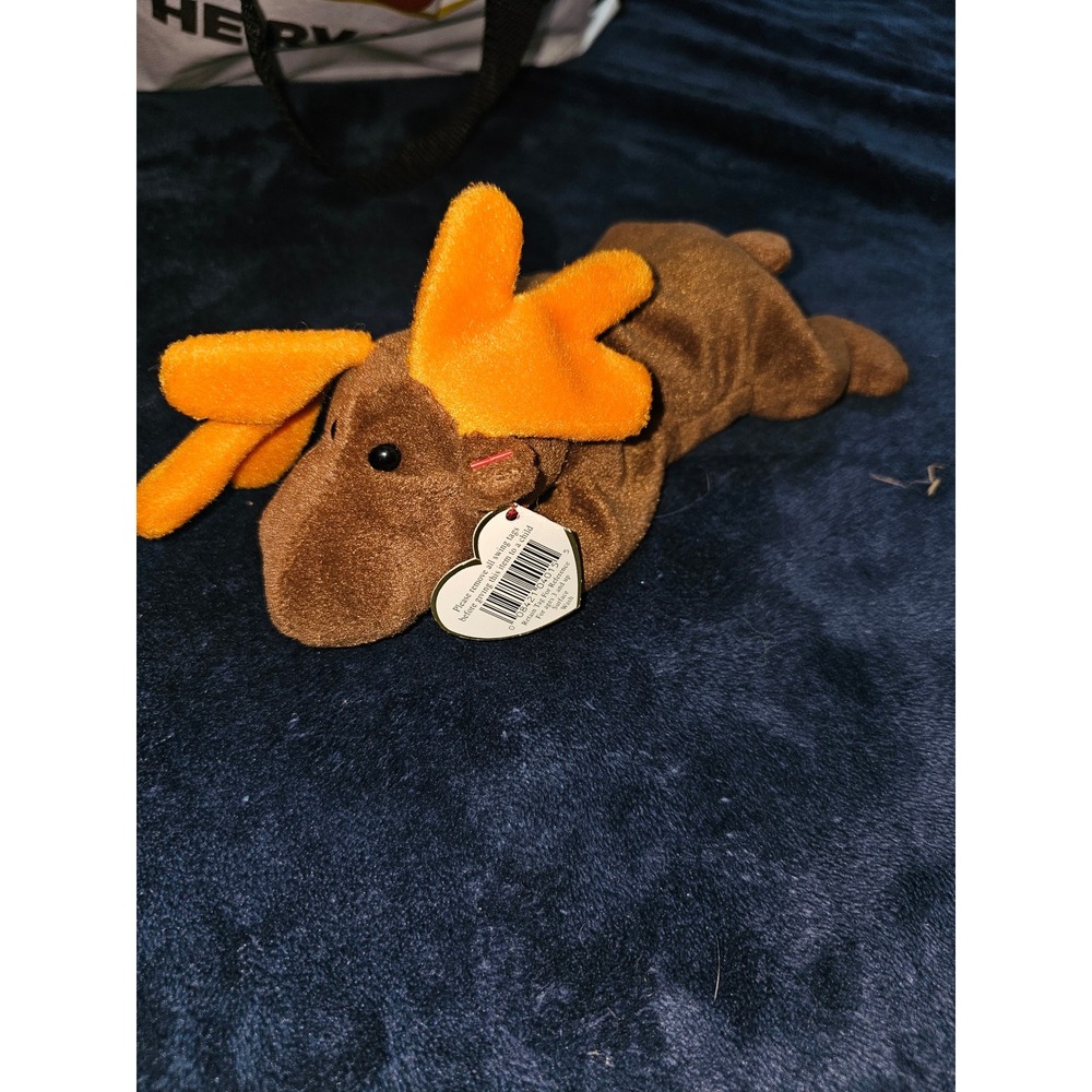Ty Beanie Babies Chocolate Moose 1993 Vintage Plush Toy Style 4015 Brown Orange